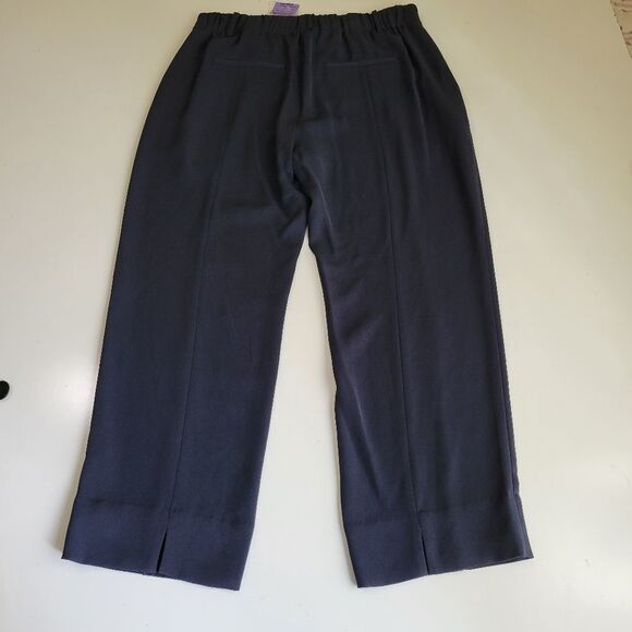 $295 NEW VINCE NAVY BLUE CREPE BACK SLIT PULL ON LOOSE FIT PANTS M MEDIUM NWT - Picture 5 of 10